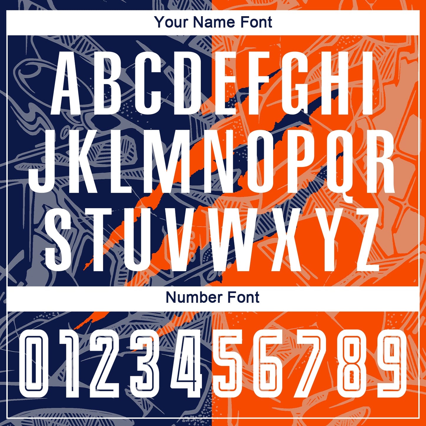 Custom Graffiti Pattern Navy-Orange Scratch Sublimation Soccer Uniform Jersey view 6
