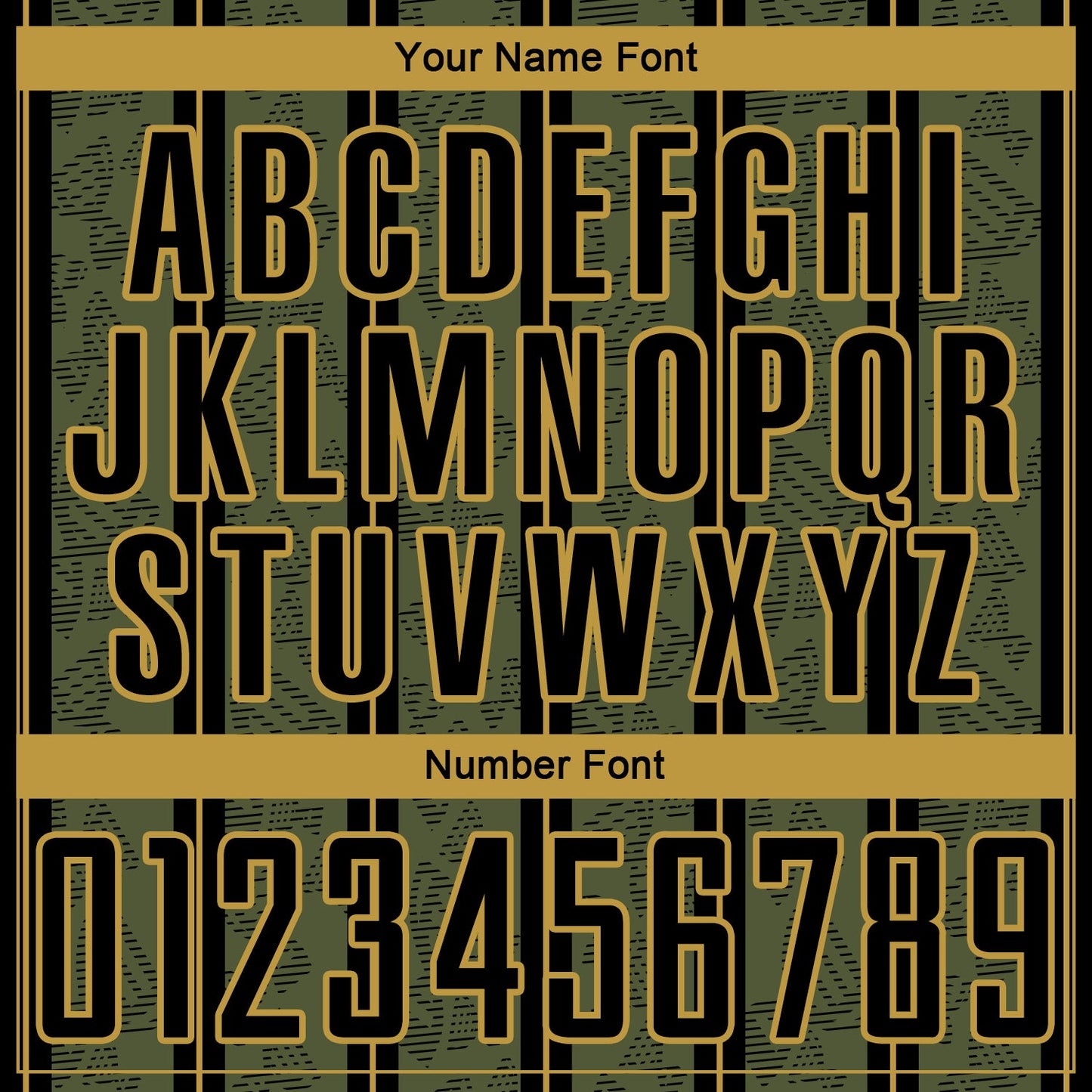 Custom Olive Black-Old Gold Stripe Line Sublimation Salute To Service Soccer Uniform Jersey view 6