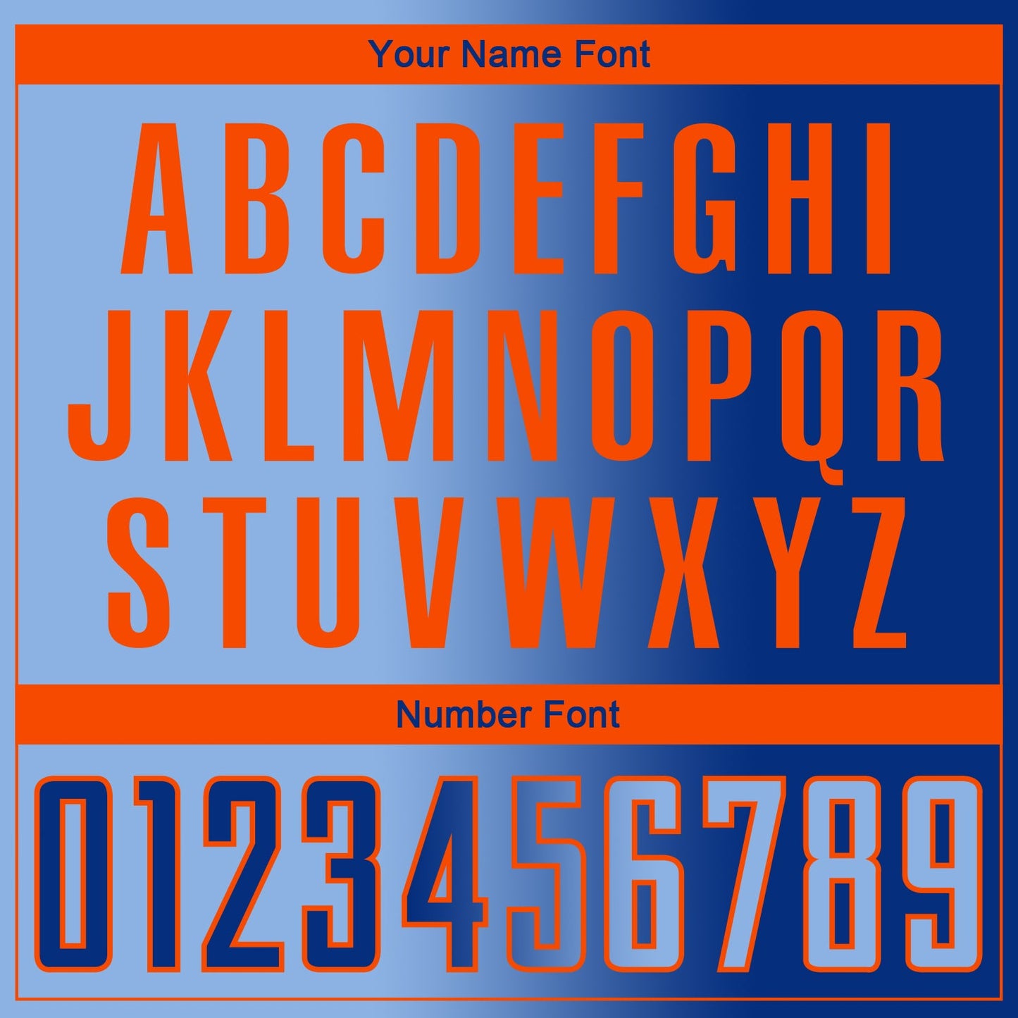 Custom Royal Light Blue-Orange Sublimation Gradient Fashion Soccer Uniform Jersey view 6