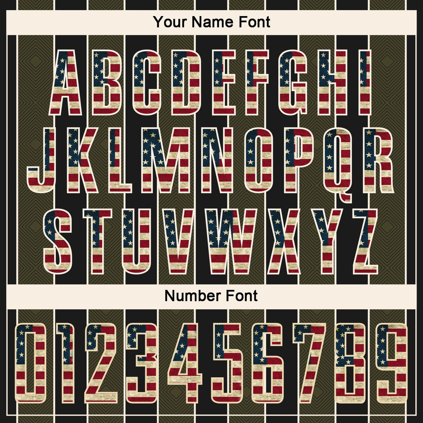 Custom Black Vintage USA Flag Olive-Cream Pinstripe Line Sports Sublimation Soccer Uniform Jersey view 6