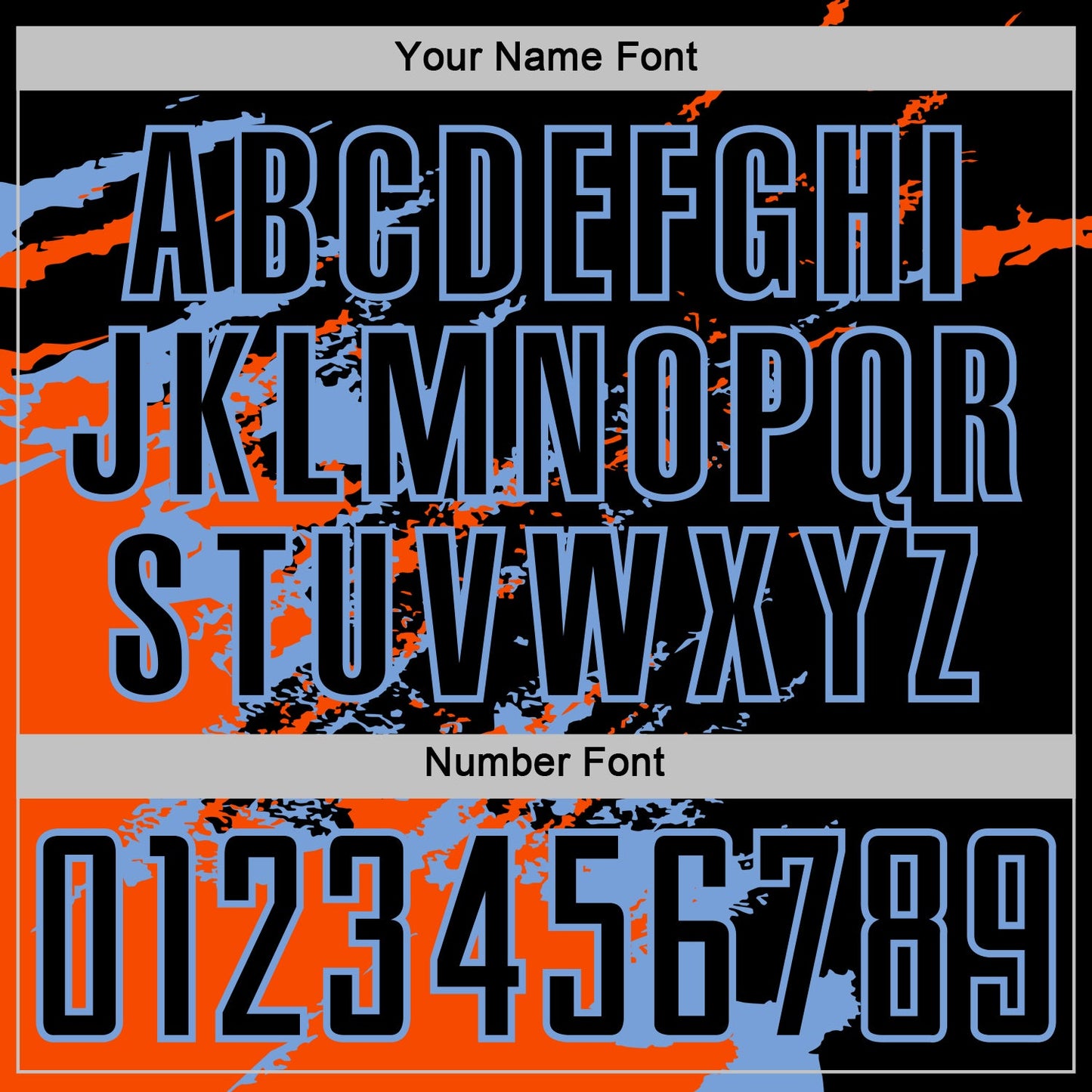 Custom Black Orange-Powder Blue Abstract Fragment Art Splash Sports Sublimation Soccer Uniform Jersey view 6