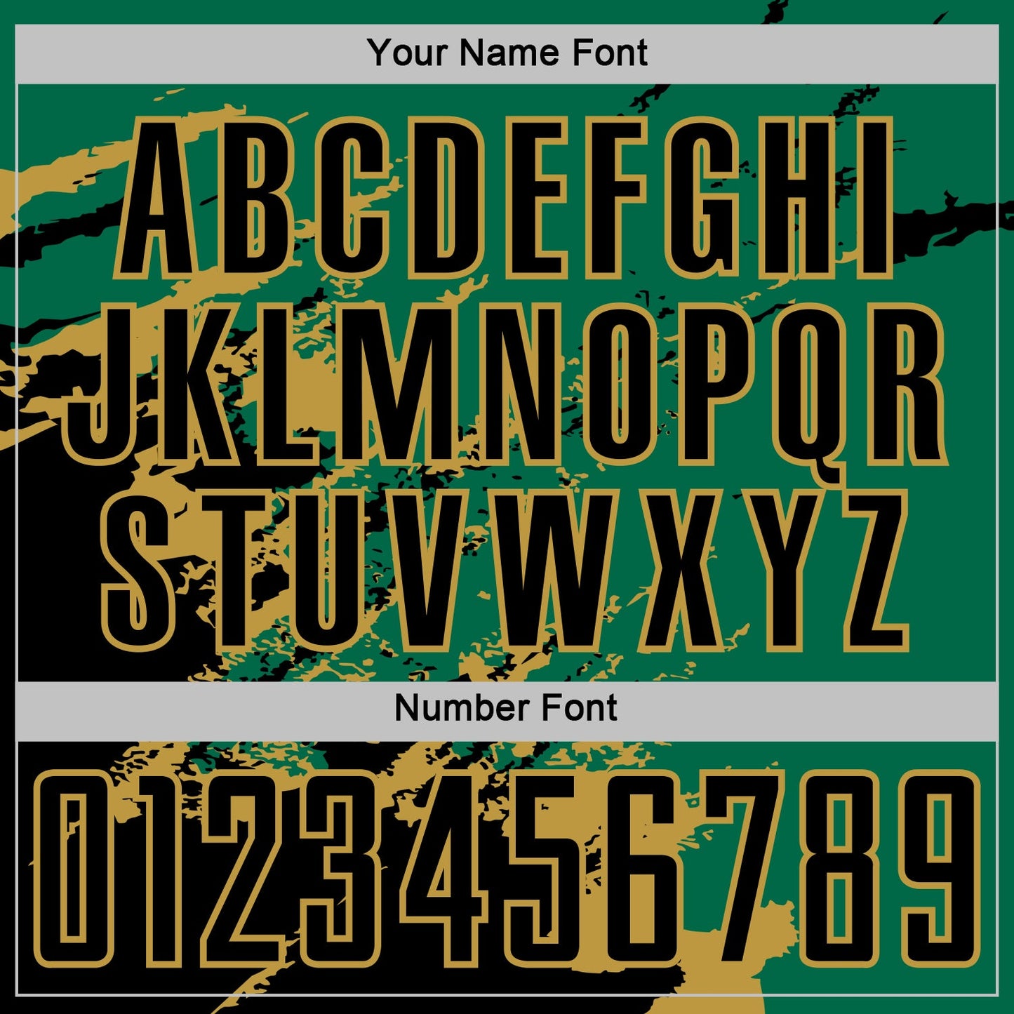 Custom Kelly Green Black-Old Gold Abstract Fragment Art Splash Sports Sublimation Soccer Uniform Jersey view 6