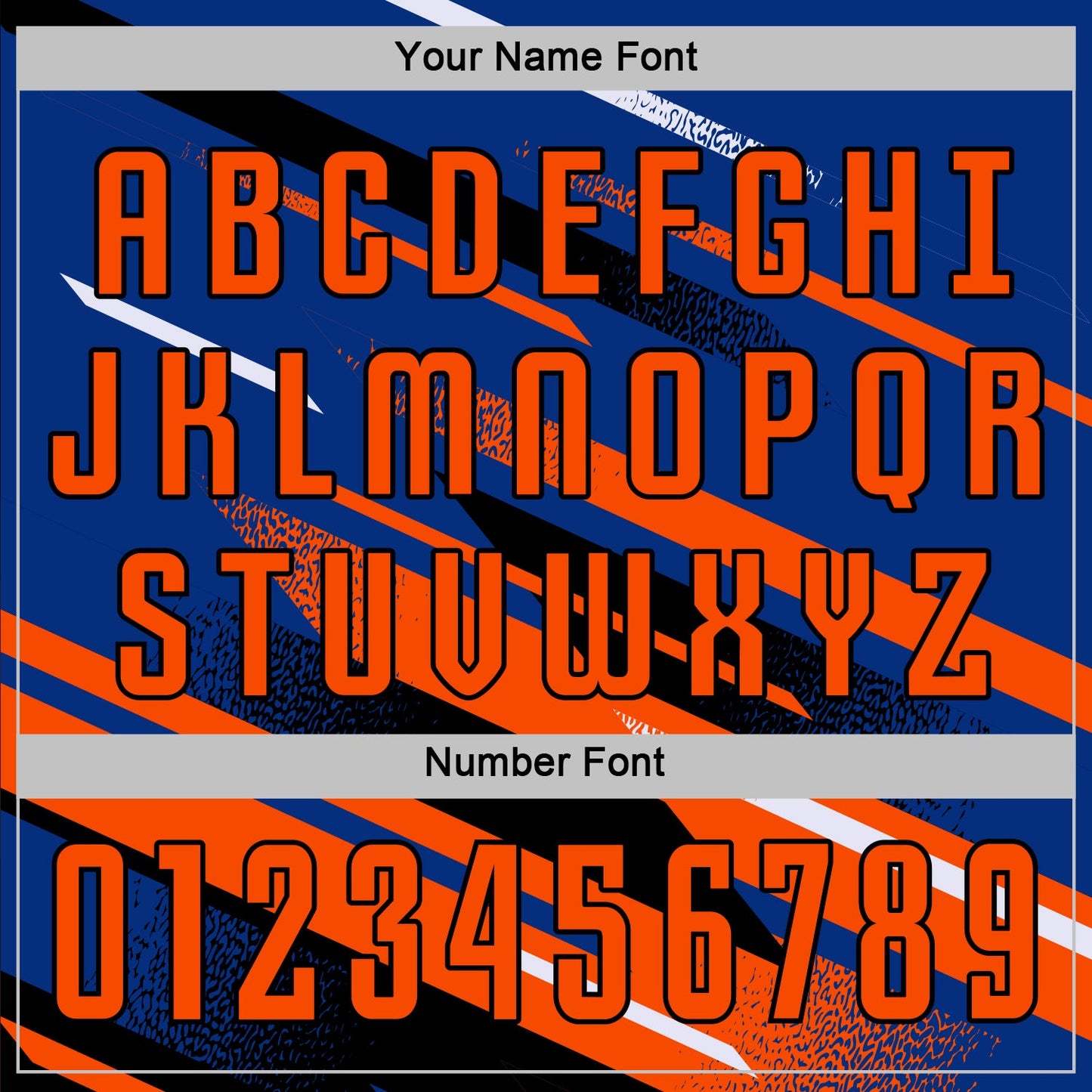 Custom Royal Orange Black-White Grunge Stripe And Grainy Sports Sublimation Soccer Uniform Jersey view 6