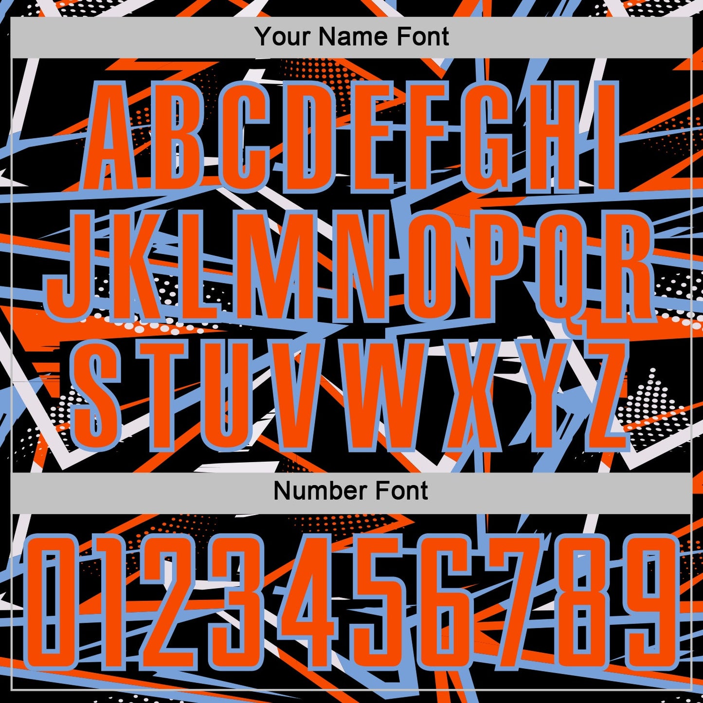 Custom Black Orange Powder Blue-White Abstract Geometric Stripes Sports Sublimation Soccer Uniform Jersey view 6
