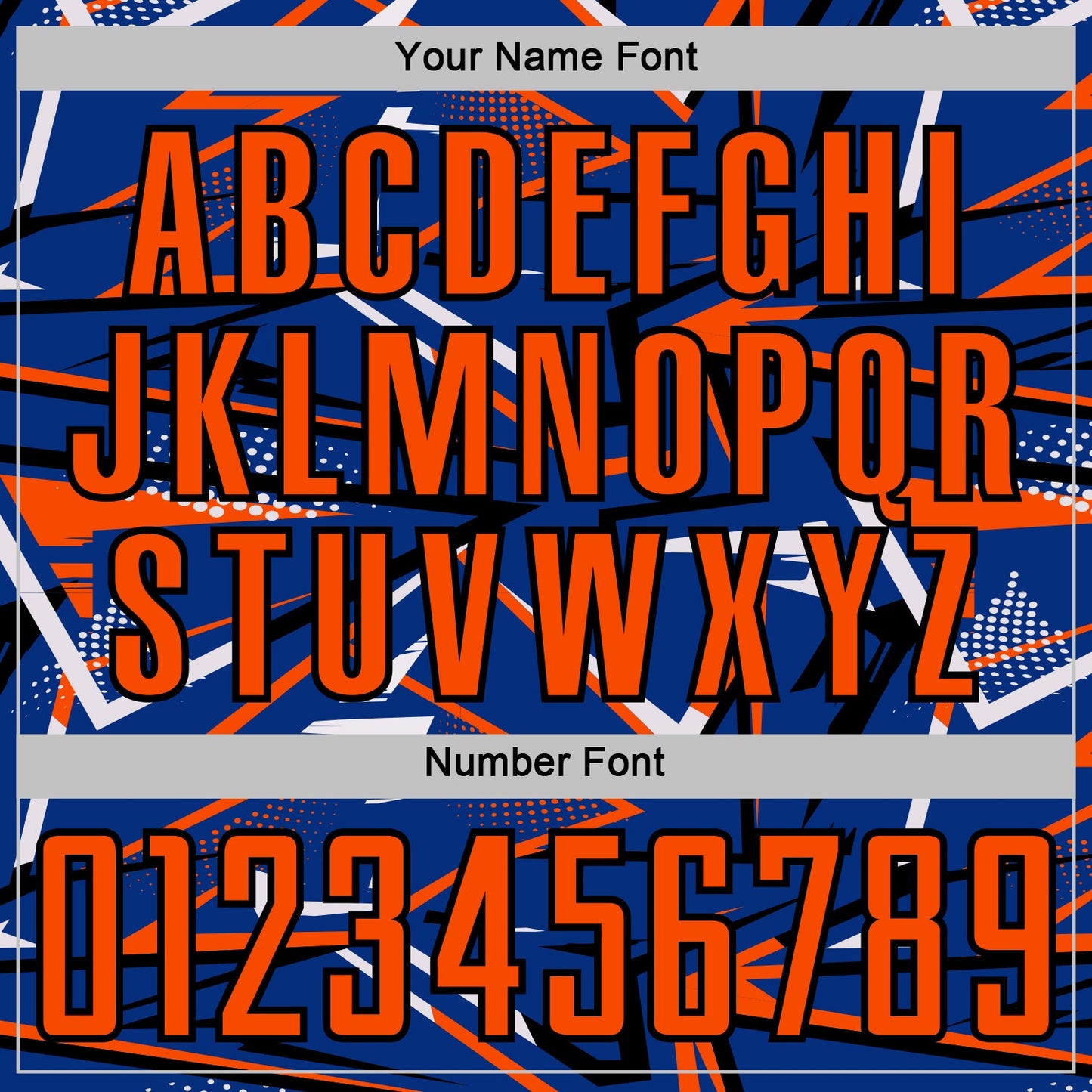 Custom Royal Orange Black-White Abstract Geometric Stripes Sports Sublimation Soccer Uniform Jersey view 6