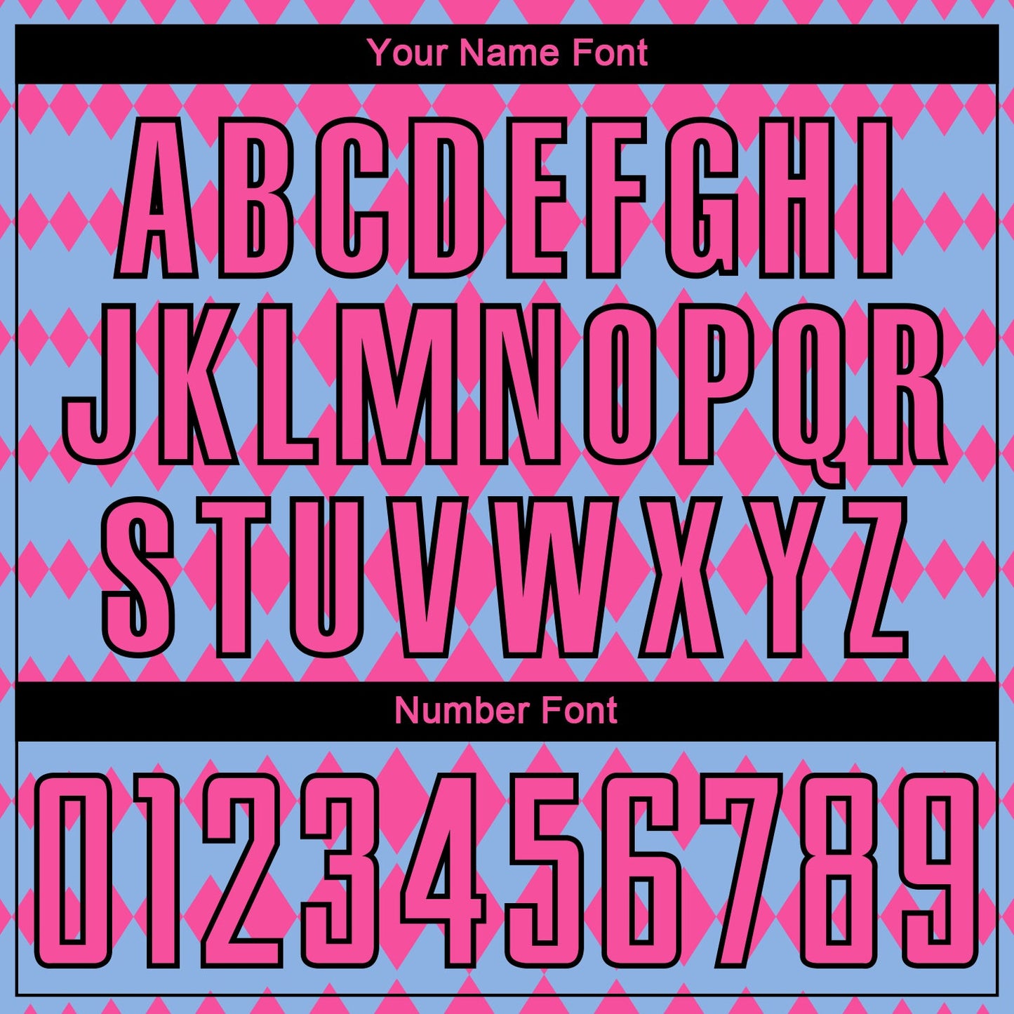 Custom Light Blue Pink-Black Diamond Harlequin Check Sports Sublimation Soccer Uniform Jersey view 6