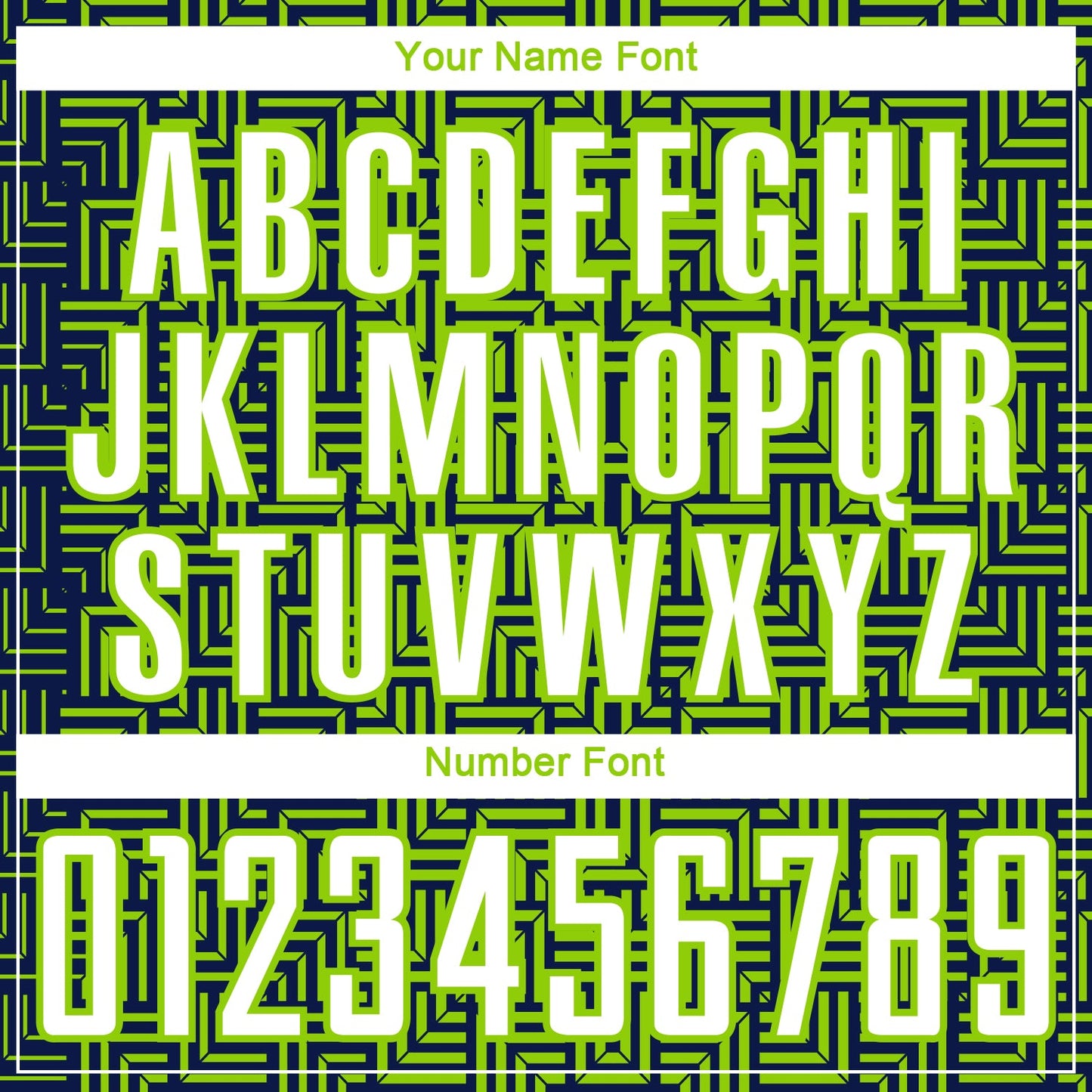 Custom Navy White-Neon Green Geometric Maze Interlocking Square Sports Sublimation Soccer Uniform Jersey view 6