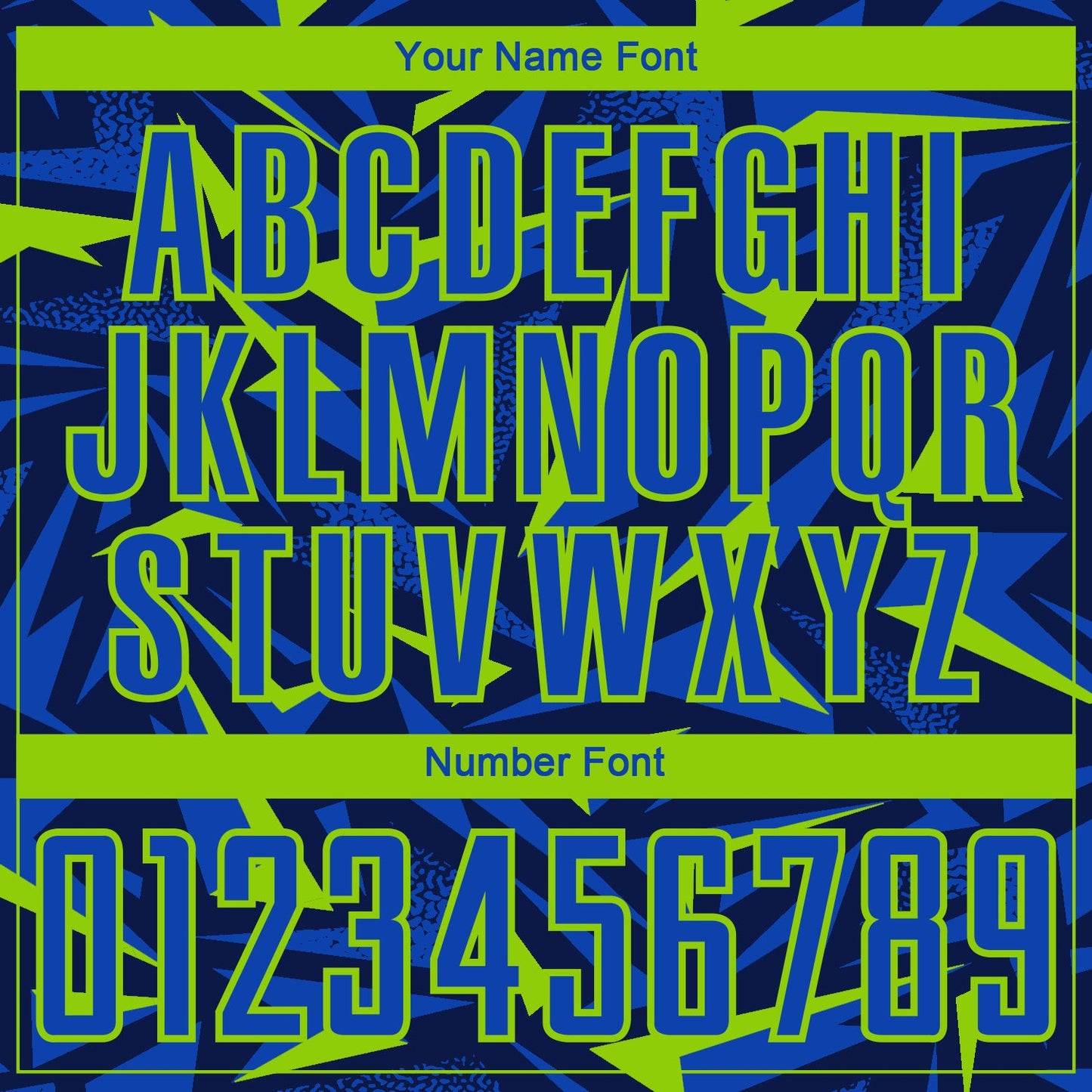 Custom Navy Thunder Blue-Neon Green Cyber Mecha E-sport Geometric Shards Spike Sublimation Soccer Uniform Jersey view 6