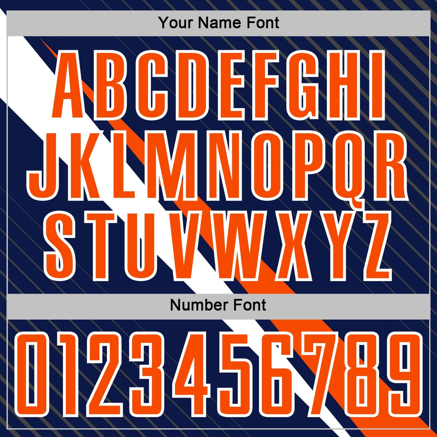Custom Navy Orange-White Diagonal Stripes Sports Sublimation Soccer Uniform Jersey view 6