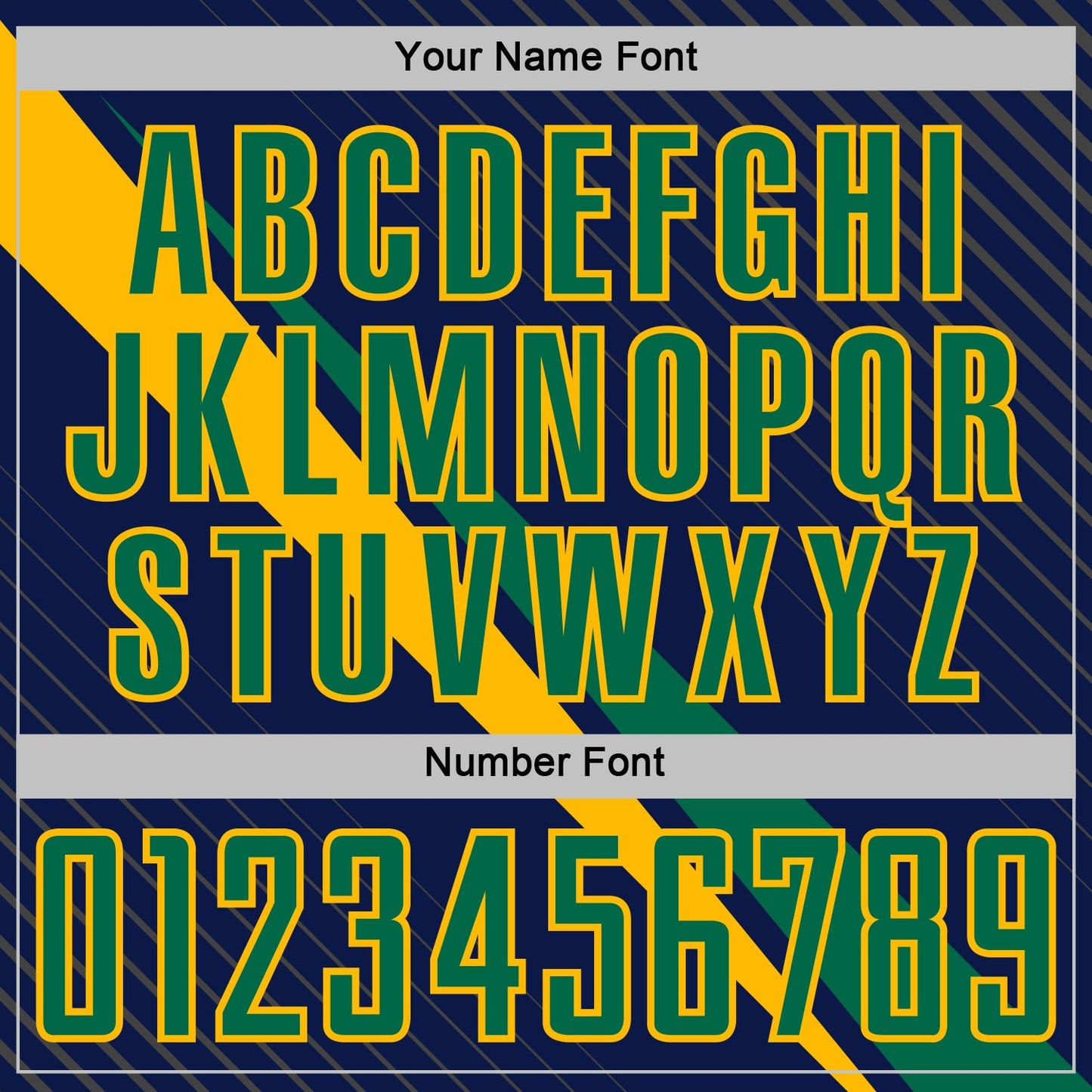 Custom Navy Kelly Green-Gold Diagonal Stripes Sports Sublimation Soccer Uniform Jersey view 6
