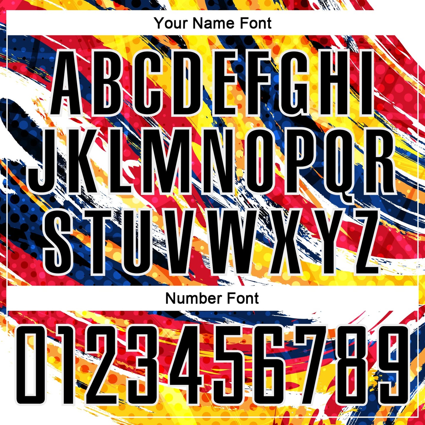 Custom Graffiti Pattern Black Yellow Blue-Red Colombia Brush Stroke Halftone Dot Pattern Sublimation Soccer Uniform Jersey view 6