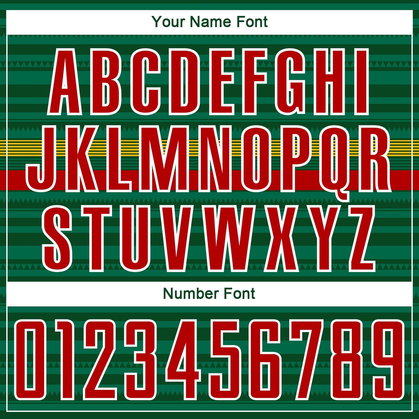 Custom Green Red Yellow-White Colombia Horizontal Stripes Geometric Aztec Tribal Pattern Sublimation Soccer Uniform Jersey view 6