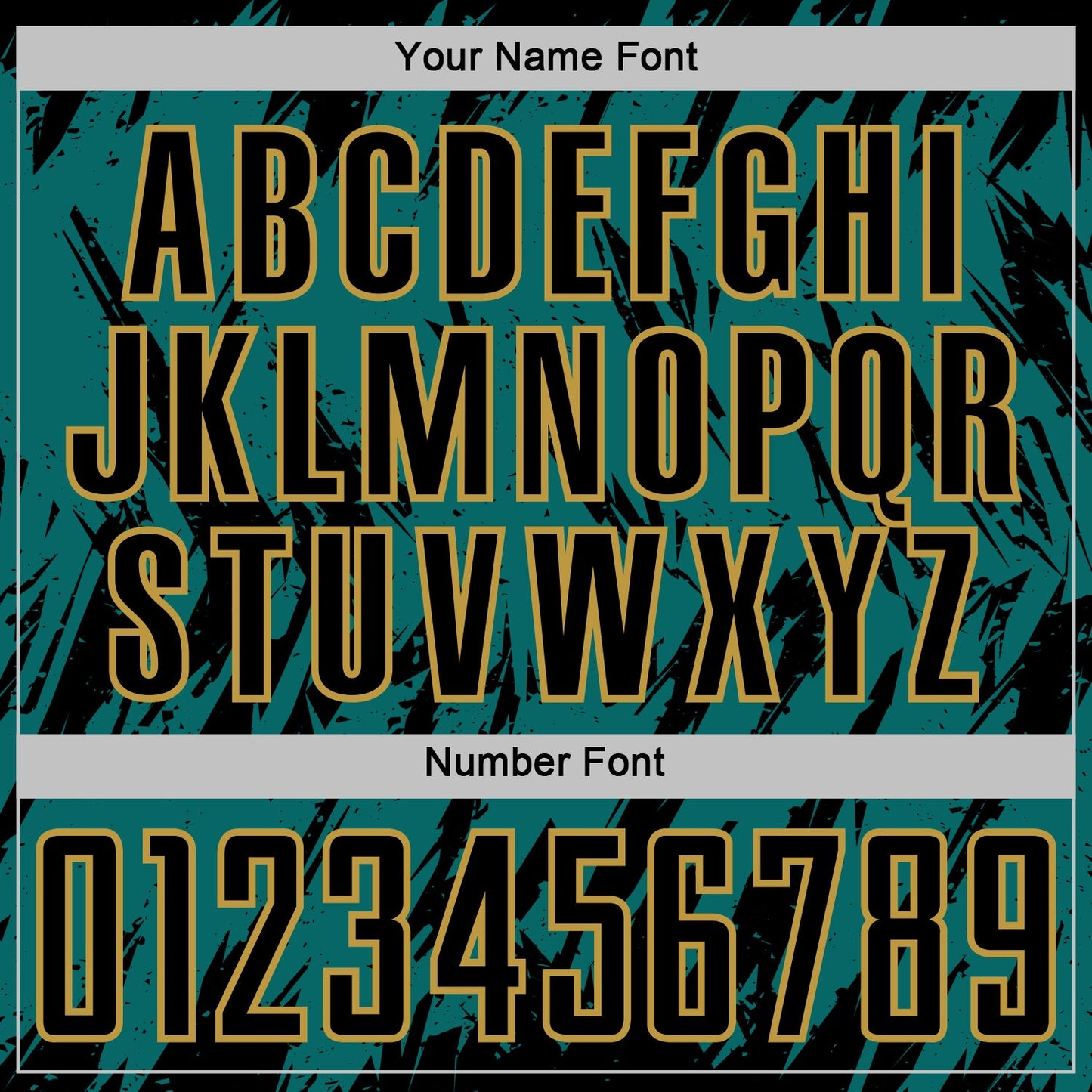 Custom Teal Black-Old Gold Splatter Torn Sharp Brush Stroke Sublimation Soccer Uniform Jersey view 6