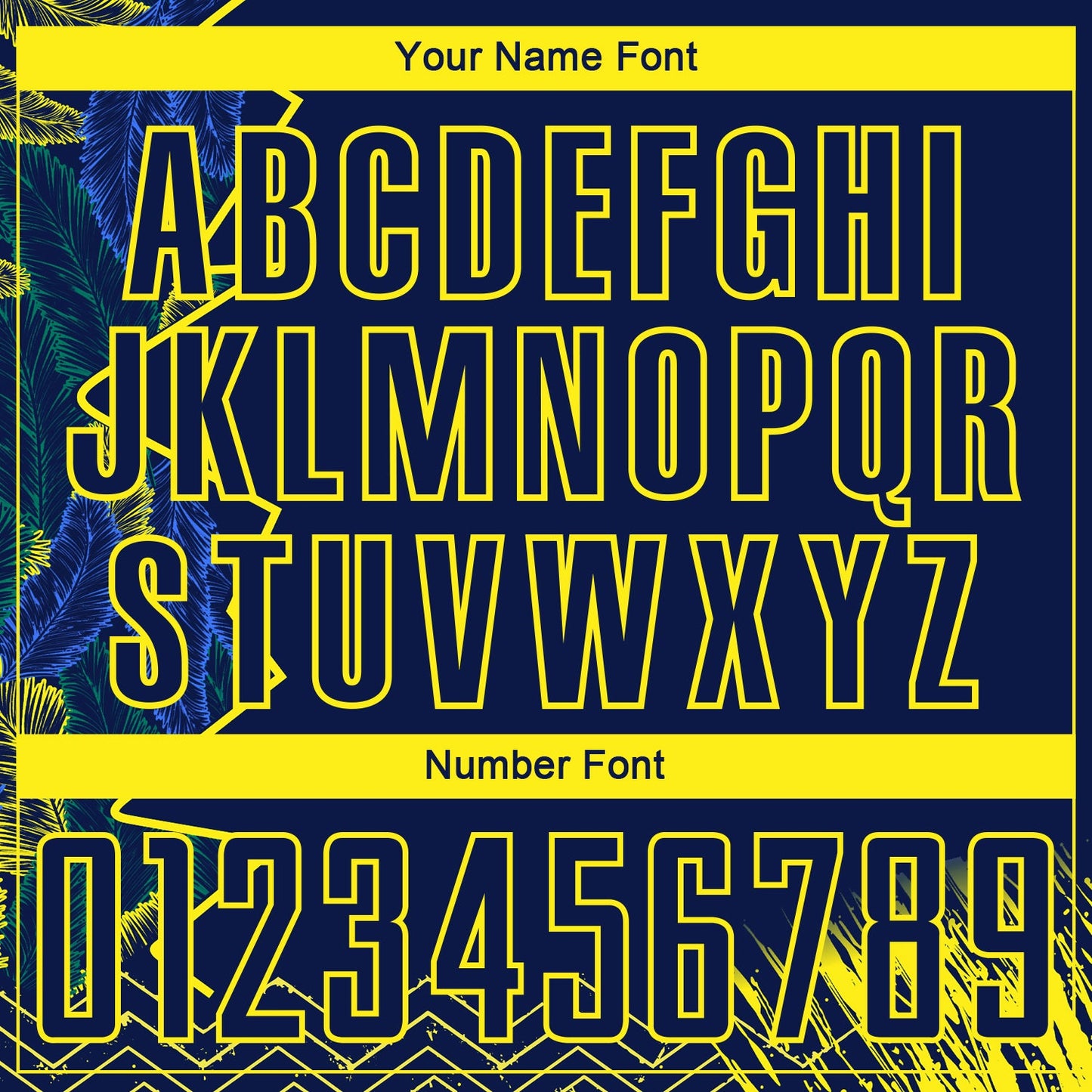 Custom Blue Light Yellow Brasil Zigzag Tropical Palm Leaves Sublimation Soccer Uniform Jersey view 6