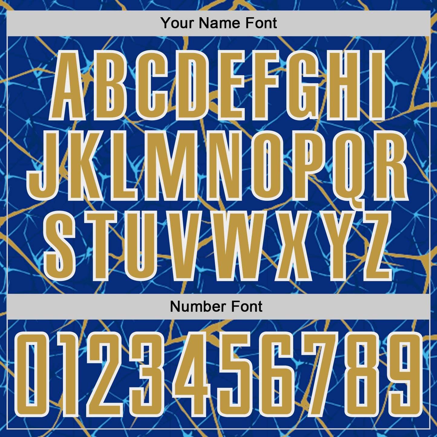Custom Royal Old Gold-White Abstract Network Crackle Sublimation Soccer Uniform Jersey view 6