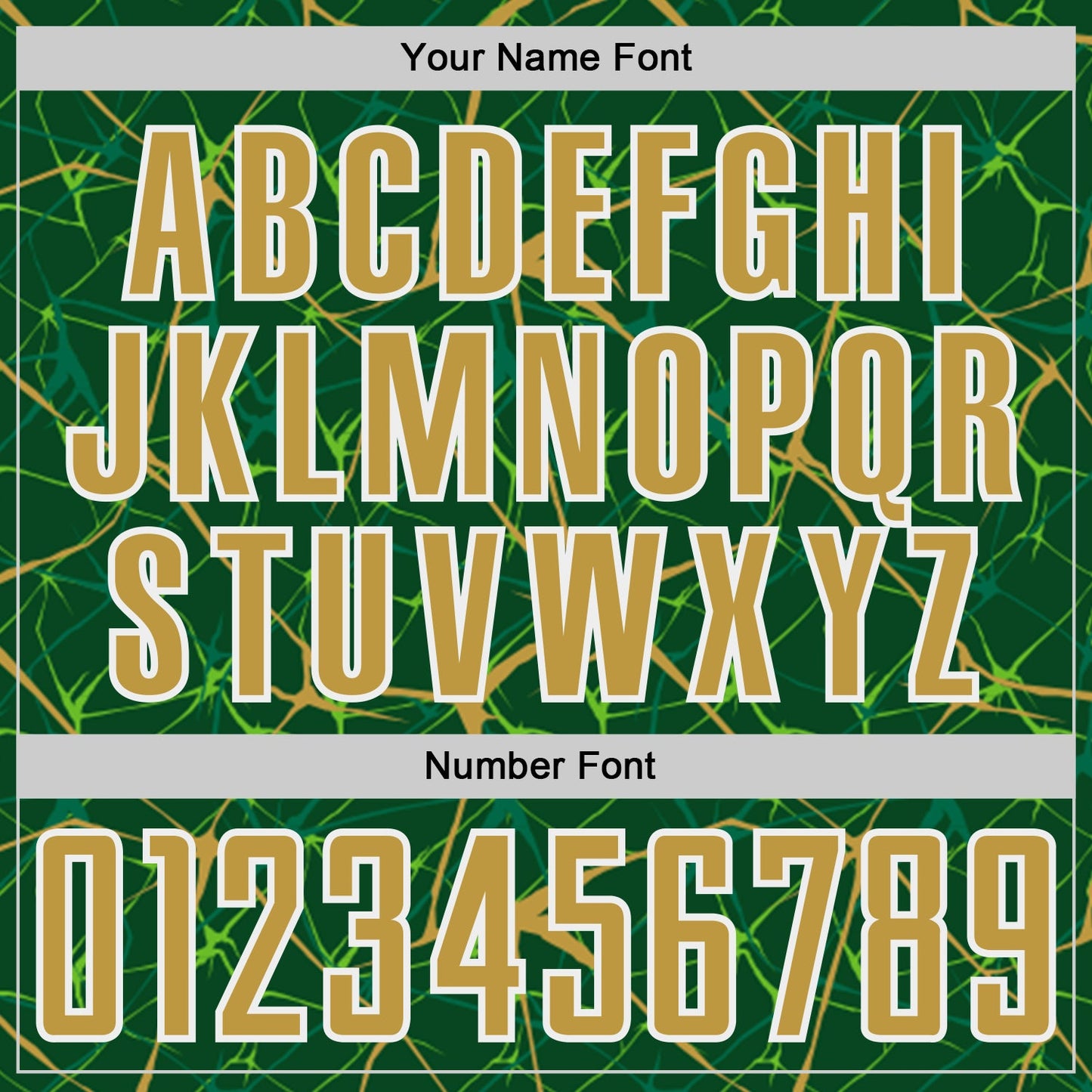 Custom Green Old Gold-White Abstract Network Crackle Sublimation Soccer Uniform Jersey view 6