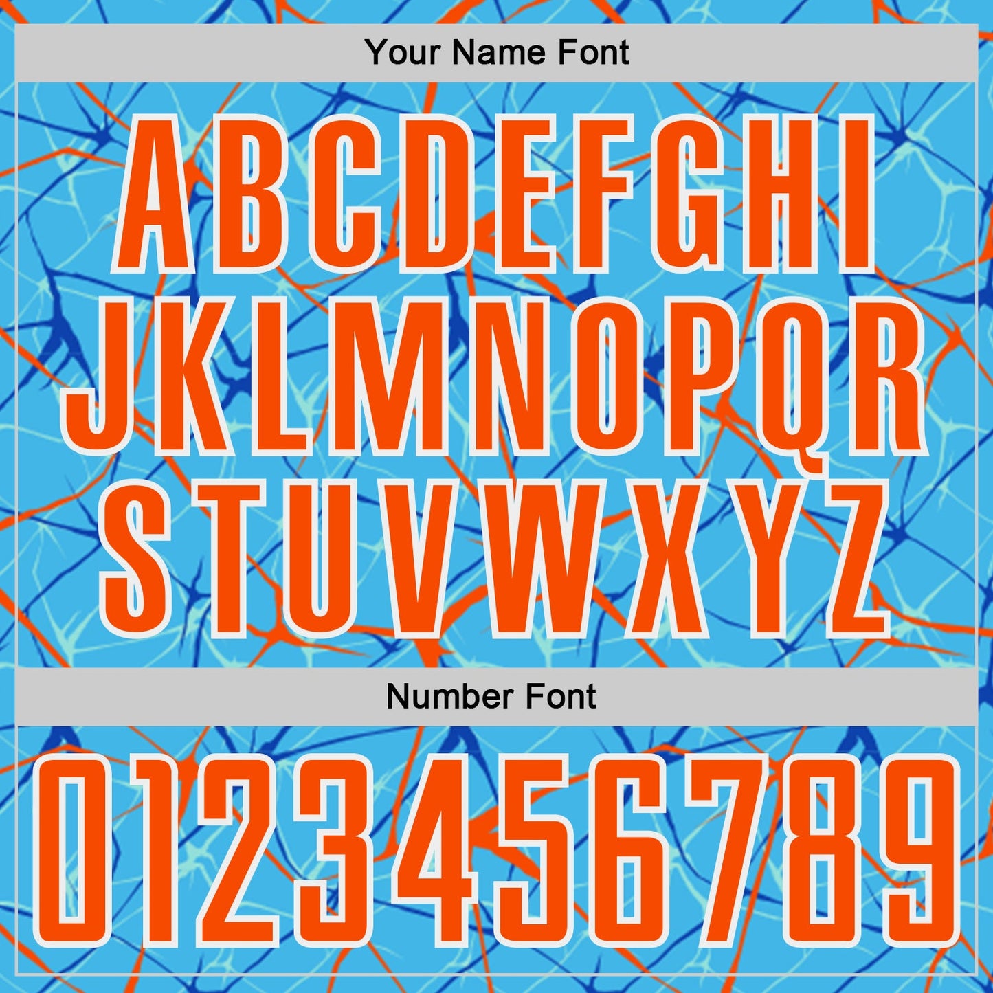 Custom Sky Blue Orange-White Abstract Network Crackle Sublimation Soccer Uniform Jersey view 6