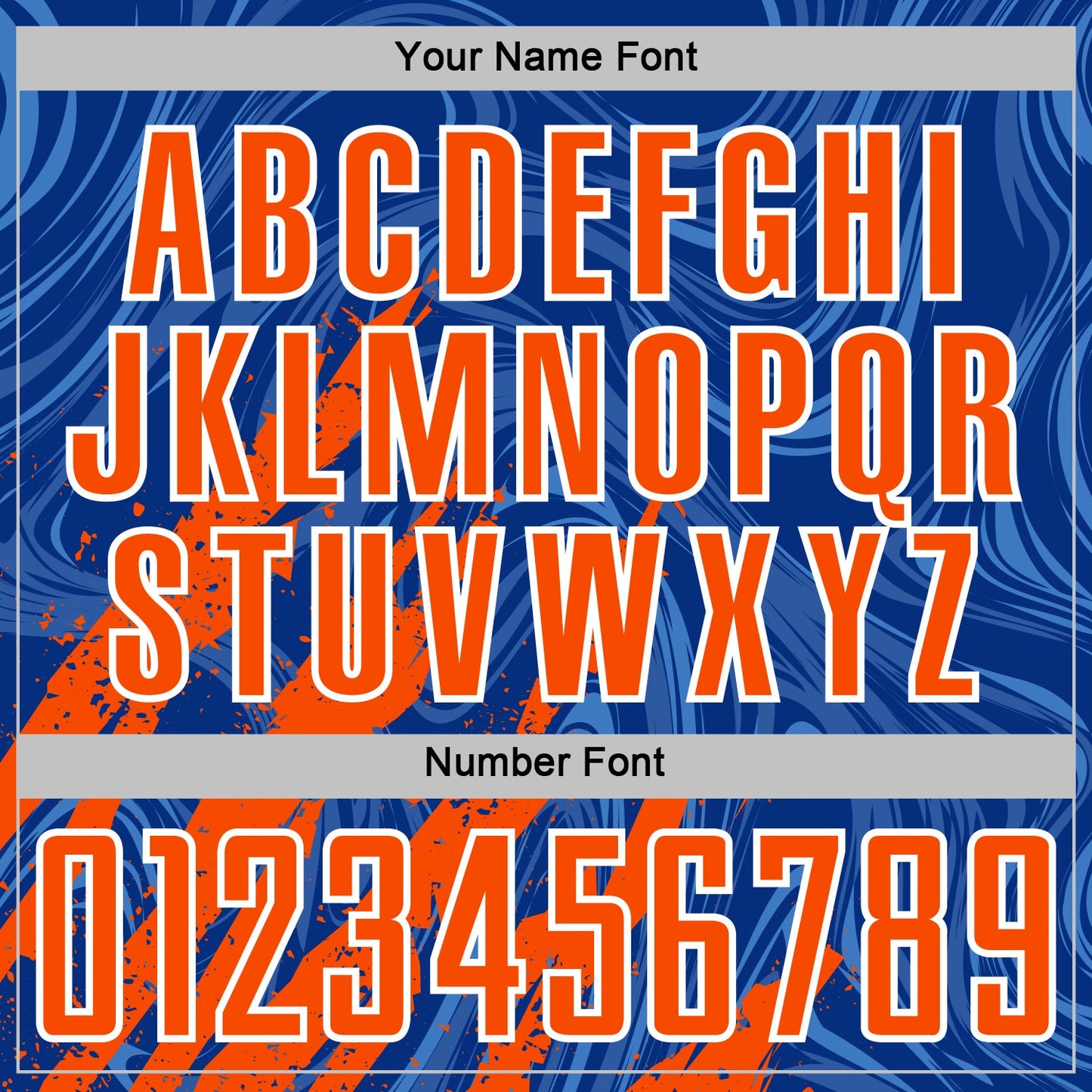 Custom Royal Orange-White Brush Stroke Splatter Liquid Swirl Sublimation Soccer Uniform Jersey view 6