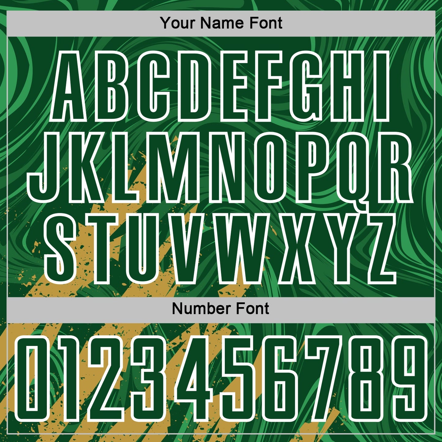 Custom Green Old Gold-White Brush Stroke Splatter Liquid Swirl Sublimation Soccer Uniform Jersey view 6