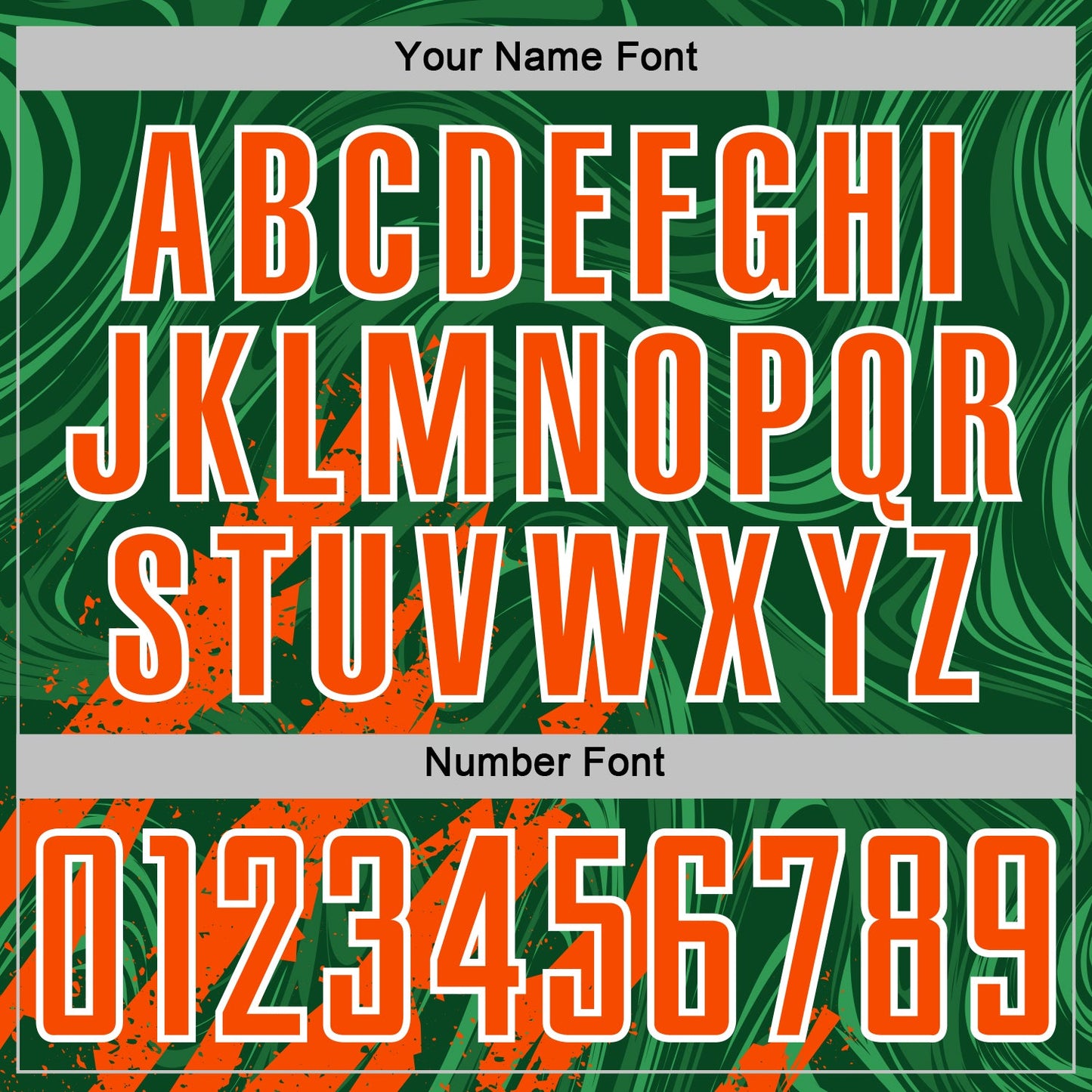 Custom Green Orange-White Brush Stroke Splatter Liquid Swirl Sublimation Soccer Uniform Jersey view 6