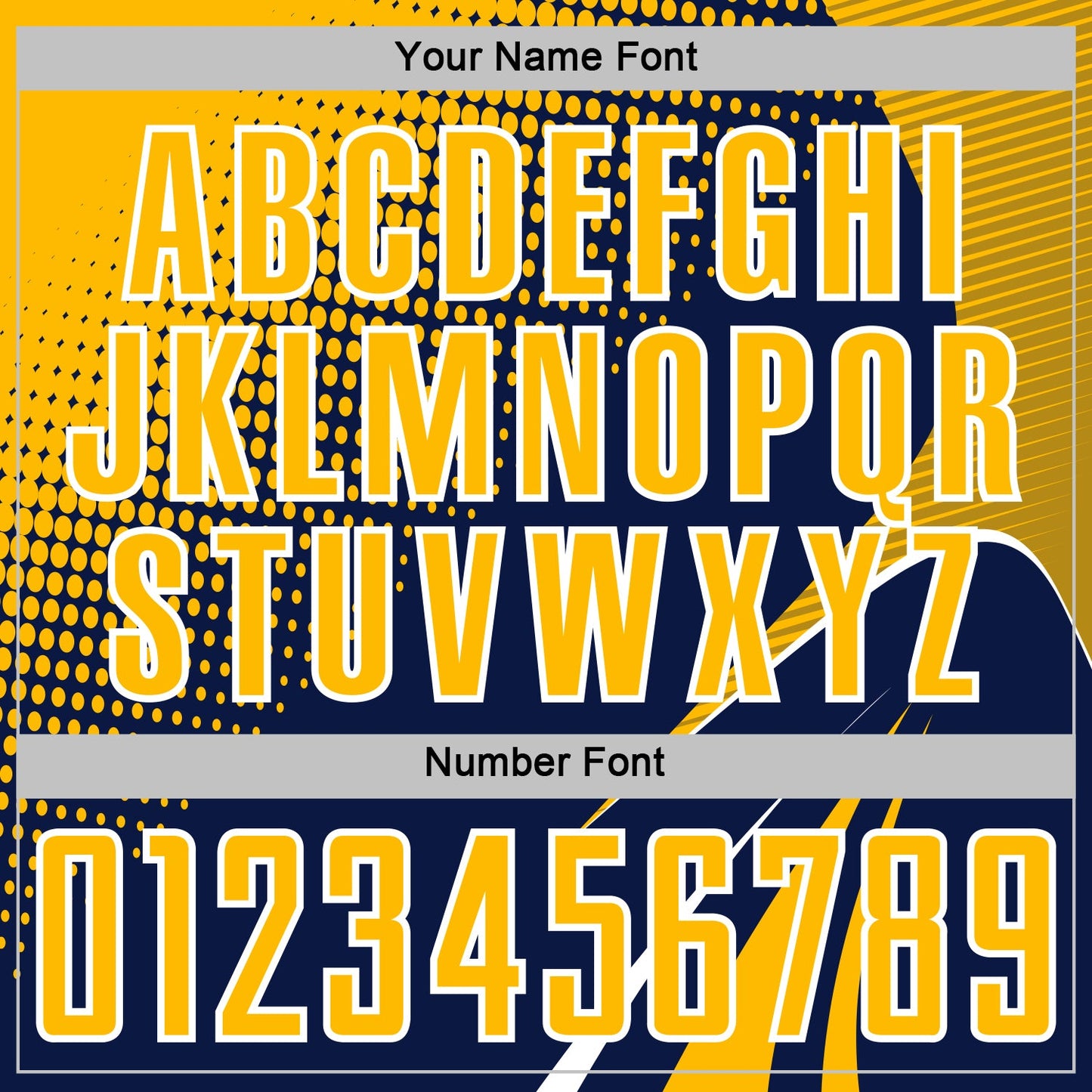 Custom Navy Gold-White Halftone Dot Dynamic Curve Stripe Sublimation Soccer Uniform Jersey view 6