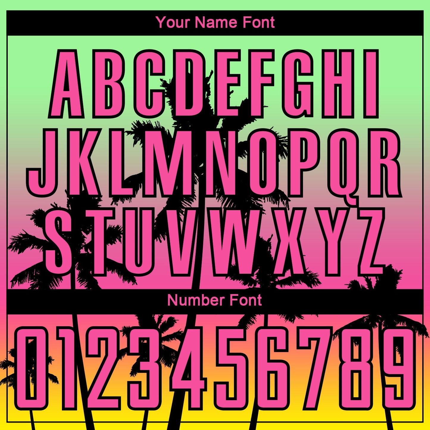 Custom Pea Green Pink Light Yellow-Black Tropical Hawaii Palm Trees Gradient Sublimation Soccer Uniform Jersey view 6
