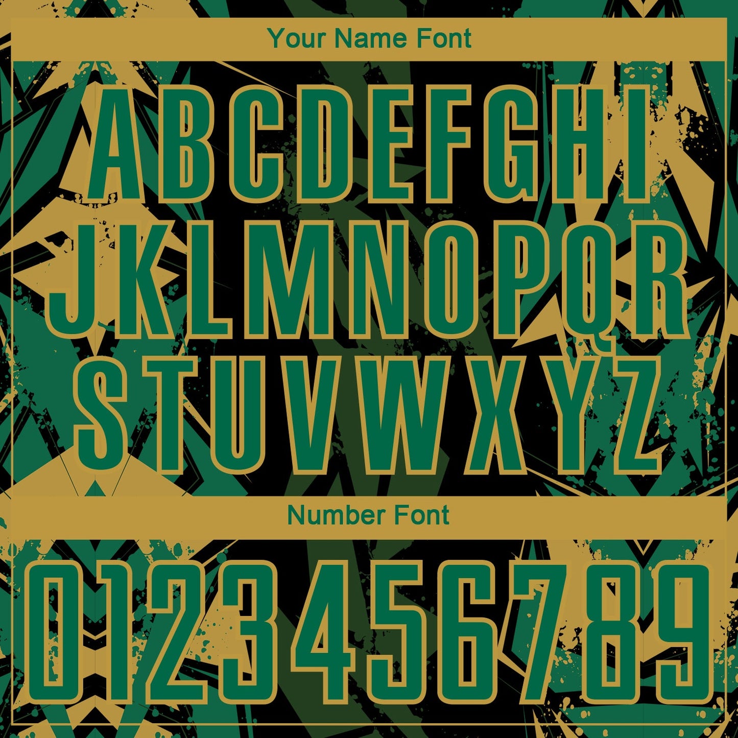 Custom Black Kelly Green-Old Gold Geometric Shard Grunge Splash Sublimation Soccer Uniform Jersey view 6