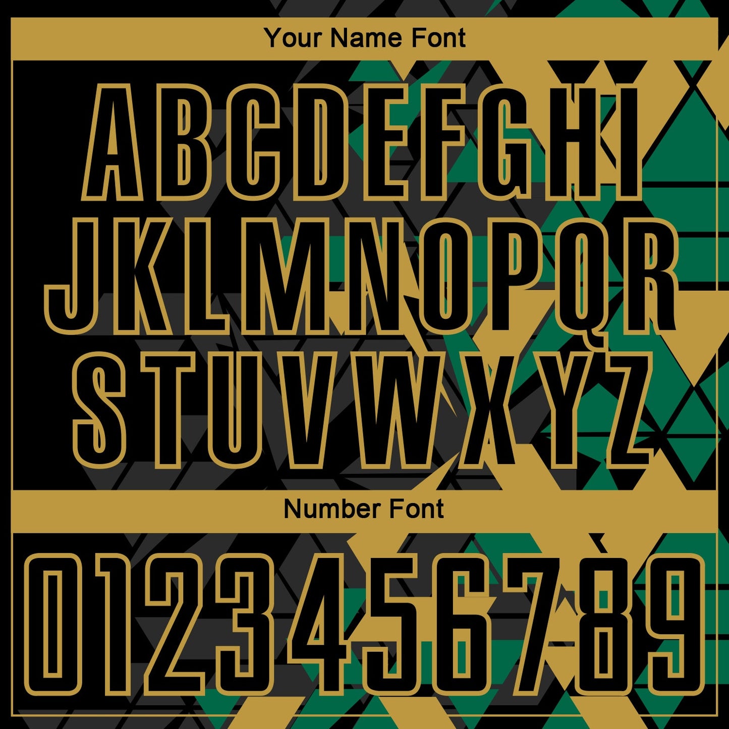 Custom Black Kelly Green-Old Gold Geometric Grid Gradient Sublimation Soccer Uniform Jersey view 6