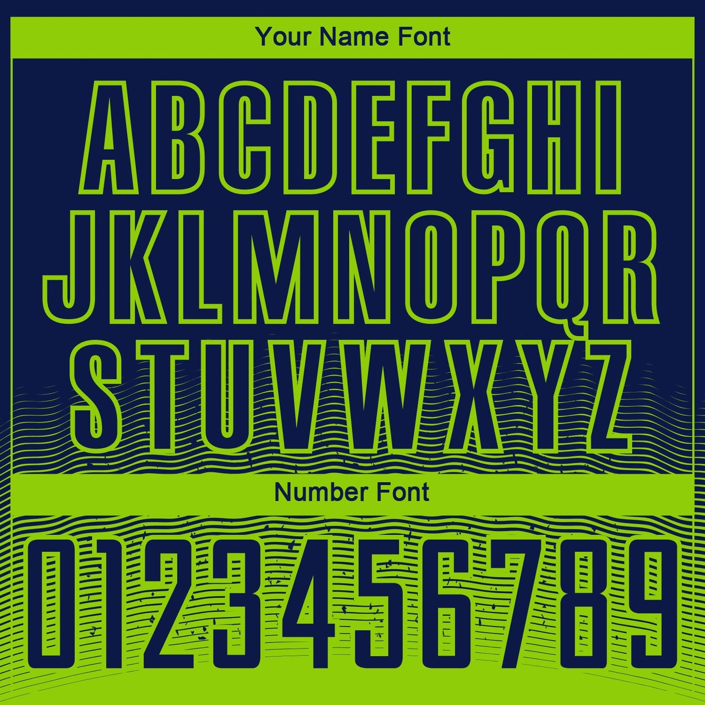 Custom Navy-Neon Green Fade Wave Lines Splatter Sublimation Soccer Uniform Jersey view 6