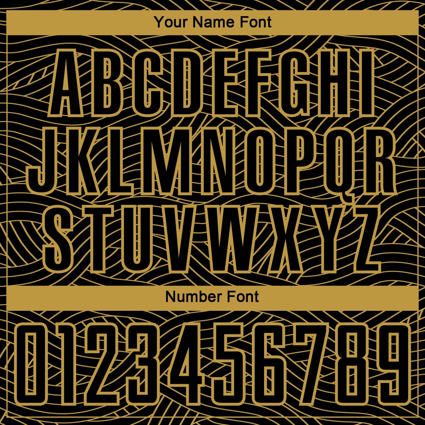 Custom Black-Old Gold Abstract Wave Lines Interlocking Sublimation Soccer Uniform Jersey view 6