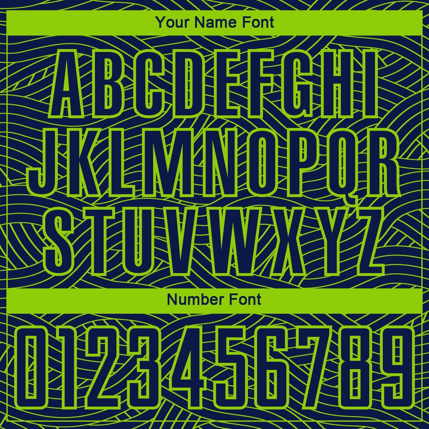 Custom Navy-Neon Green Abstract Wave Lines Interlocking Sublimation Soccer Uniform Jersey view 6