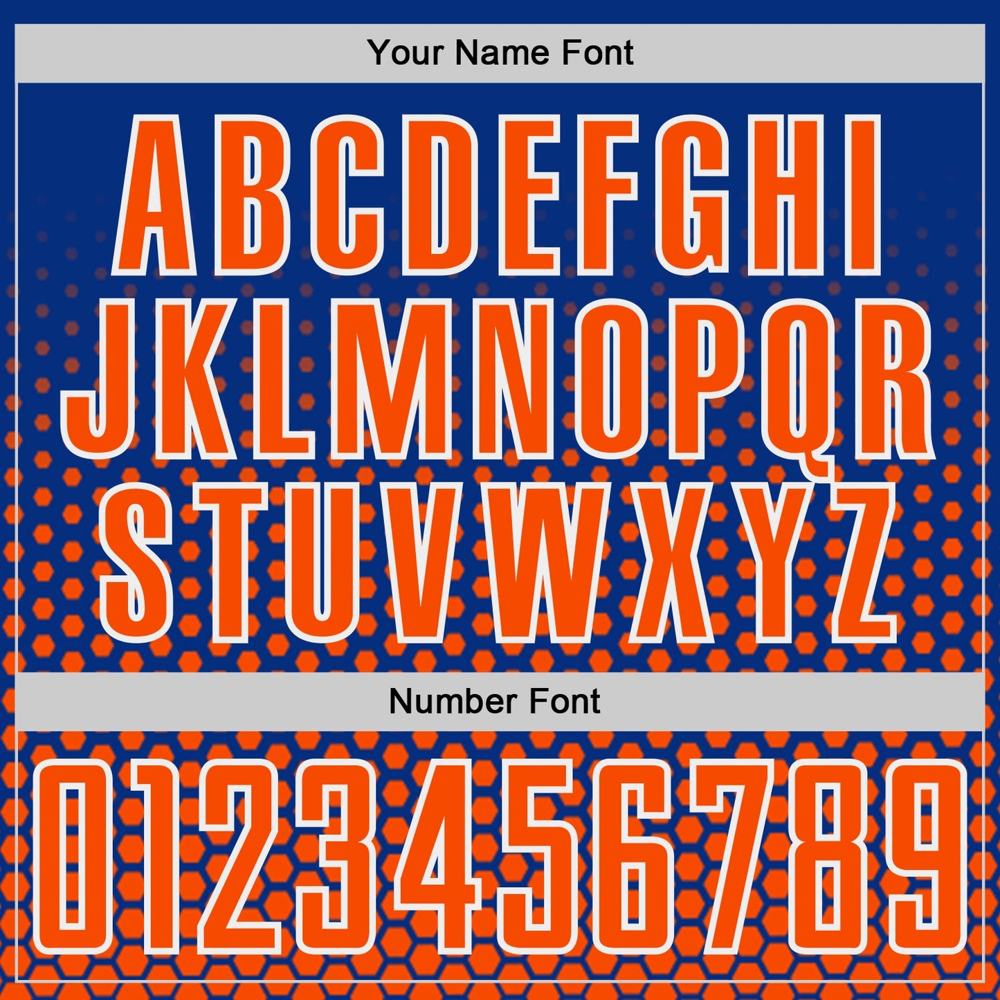 Custom Royal Orange-White Geometric Hexagonal Dot Gradient Sublimation Soccer Uniform Jersey view 6
