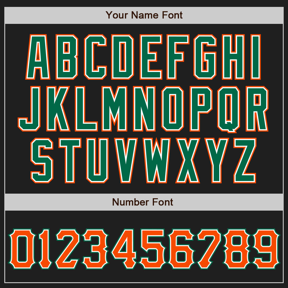 Custom Black Orange-Kelly Green Two-Button Unisex Softball Jersey view 5