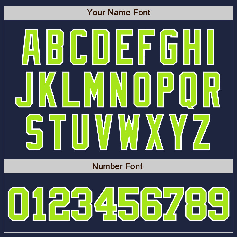 Custom Navy Neon Green-White Two-Button Unisex Softball Jersey view 5