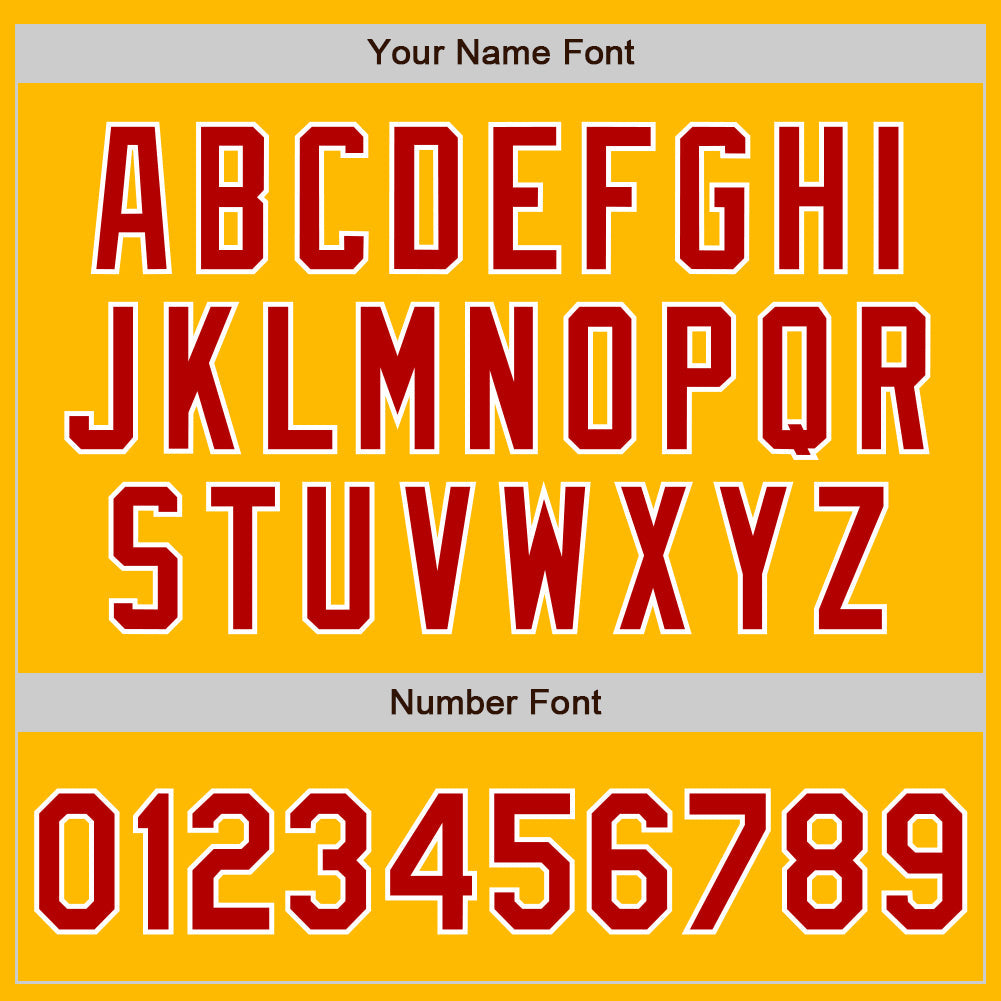 Custom Gold Red Pinstripe White Two-Button Unisex Softball Jersey view 5