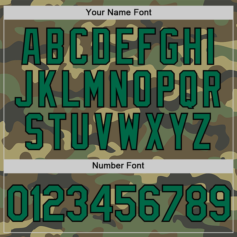 Custom Camo Kelly Green-Black Salute To Service Two-Button Unisex Softball Jersey view 5