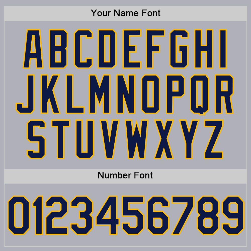 Custom Gray Navy-Gold Two-Button Unisex Softball Jersey view 5