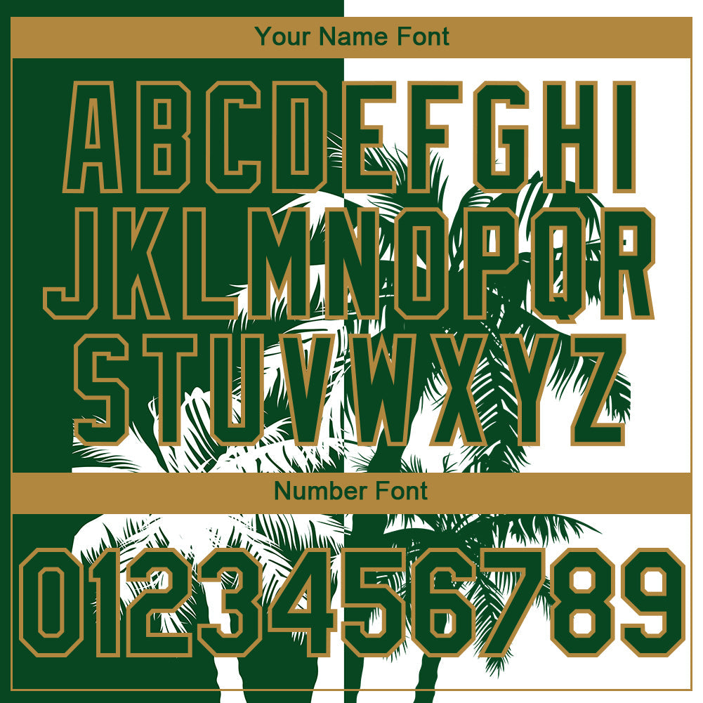 Custom White Green-Old Gold 3D Pattern Hawaii Coconut Trees Two-Button Unisex Softball Jersey view 5