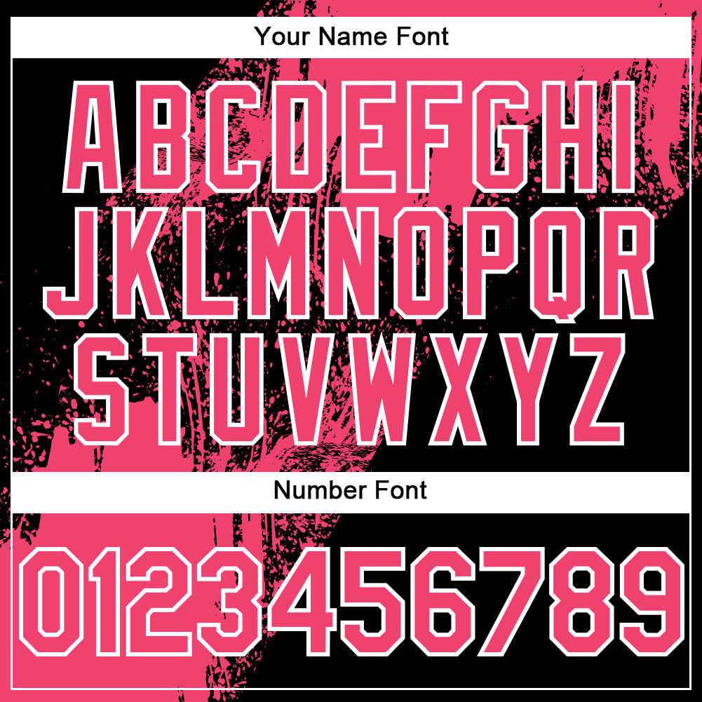 Custom Neon Pink Black-White 3D Pattern Abstract Brush Stroke Two-Button Unisex Softball Jersey view 5