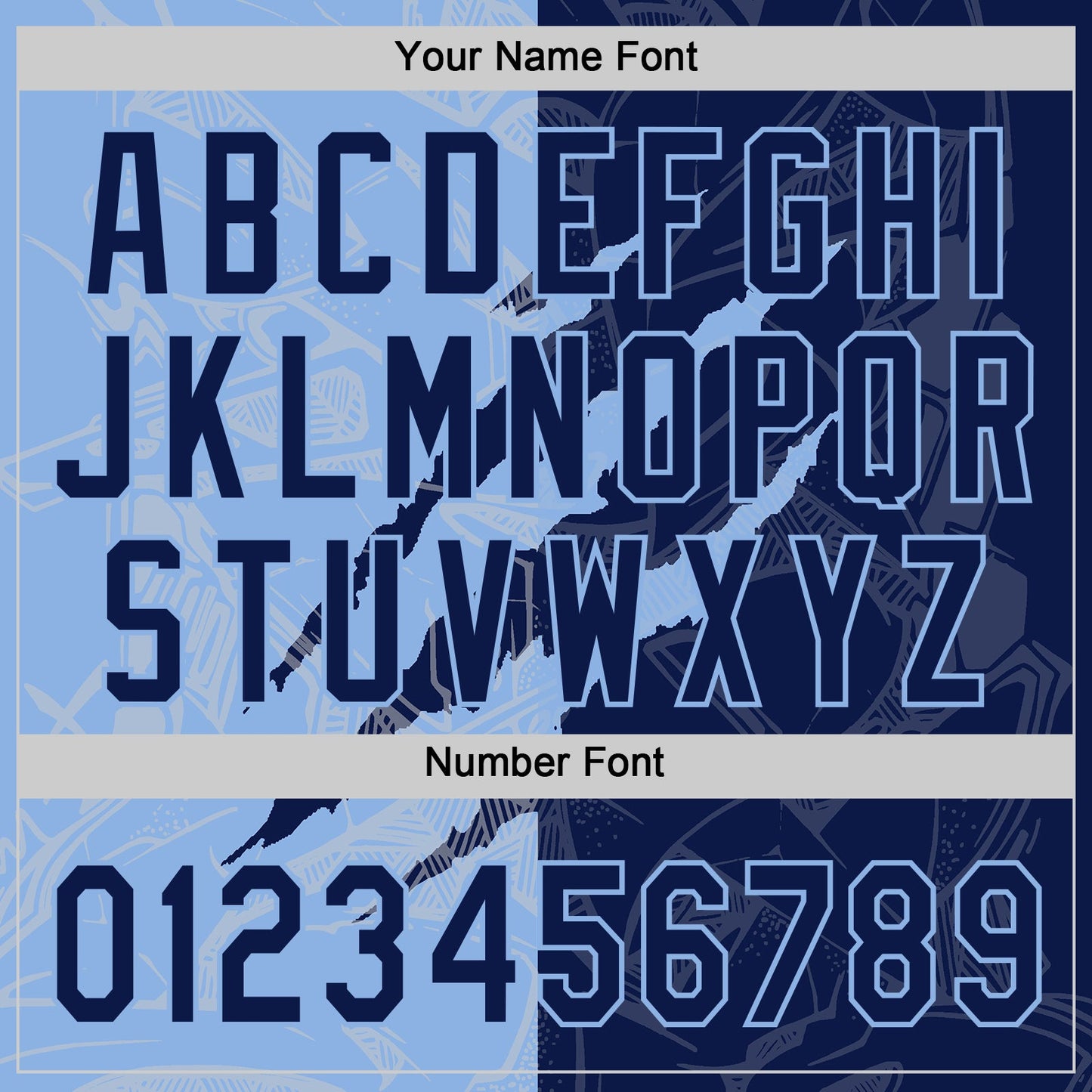 Custom Graffiti Pattern Navy-Light Blue 3D Scratch Two-Button Unisex Softball Jersey view 5