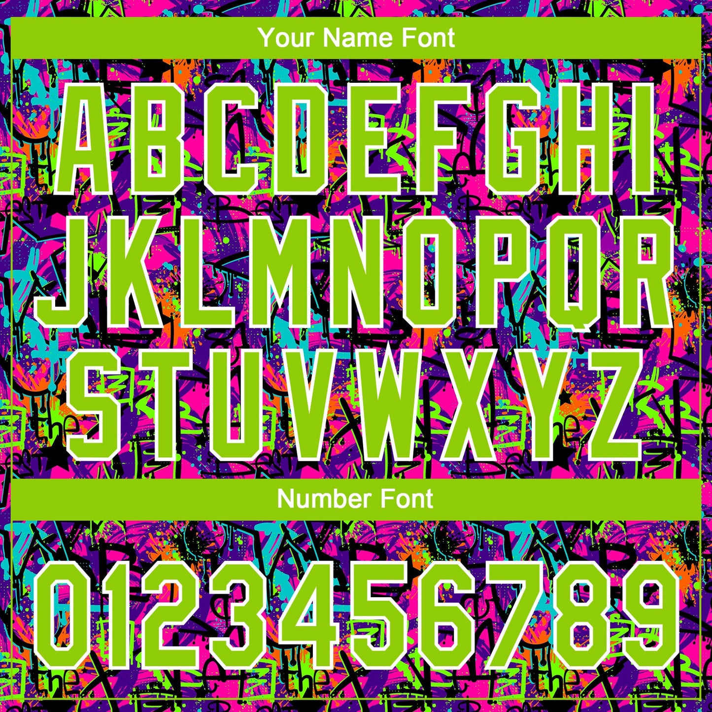 Custom Graffiti Pattern Neon Green-White Vibrant Multi-Color Street Style Two-Button Unisex Softball Jersey view 5