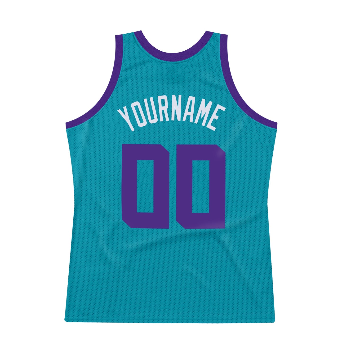 Custom Teal Purple-White Authentic Throwback Basketball Jersey view 7