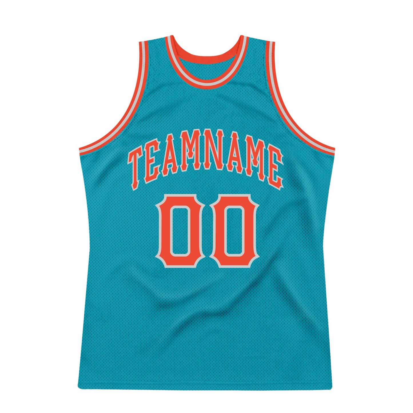 Custom Teal Orange-Gray Authentic Throwback Basketball Jersey view 7