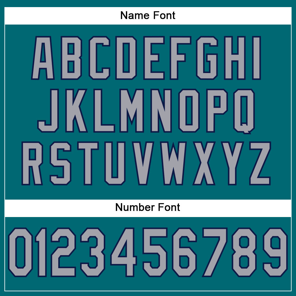 Custom Teal Gray-Navy Mesh Authentic Football Jersey view 4