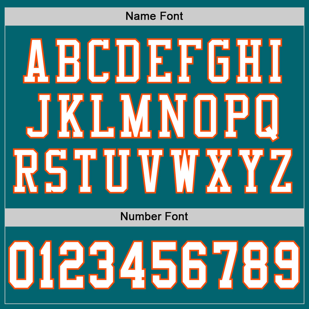 Custom Teal White-Orange Mesh Authentic Football Jersey view 4