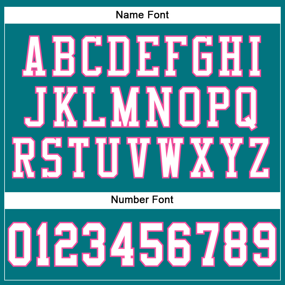 Custom Teal White-Pink Mesh Authentic Football Jersey view 4