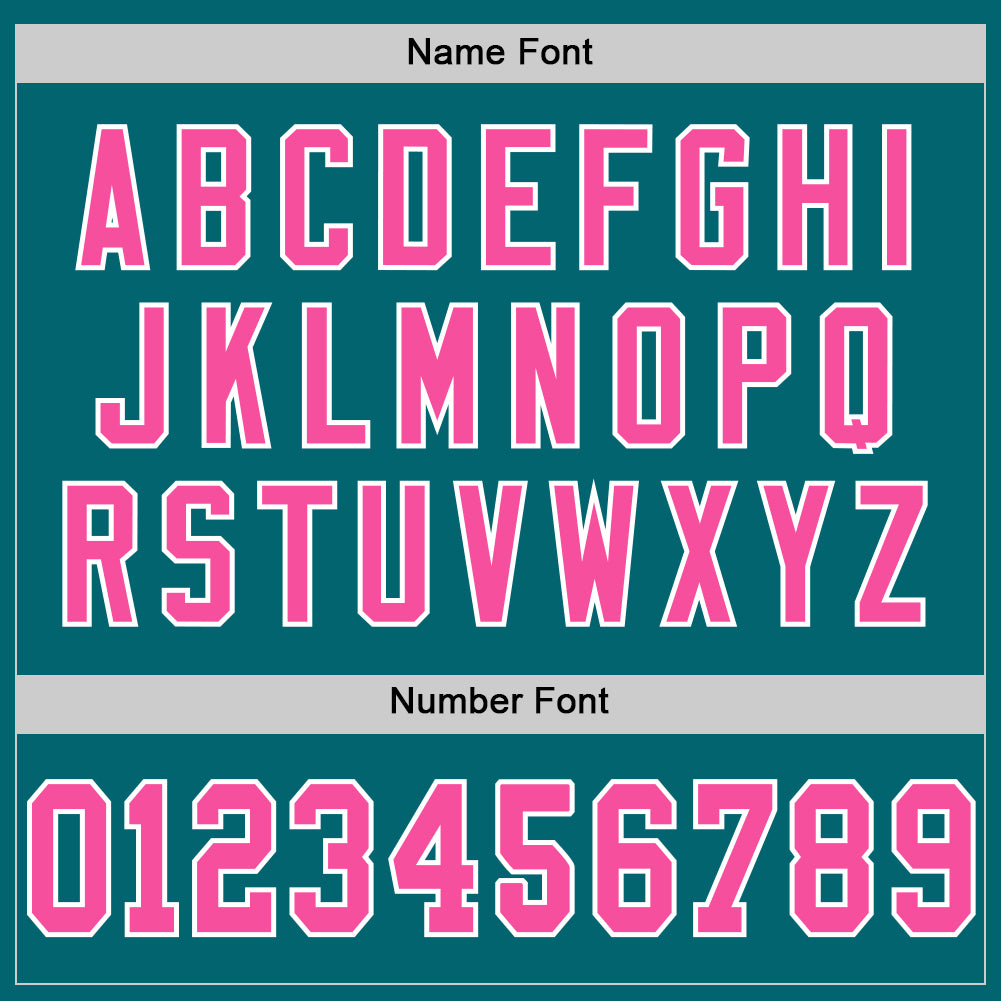 Custom Teal Pink-White Mesh Authentic Throwback Football Jersey view 4