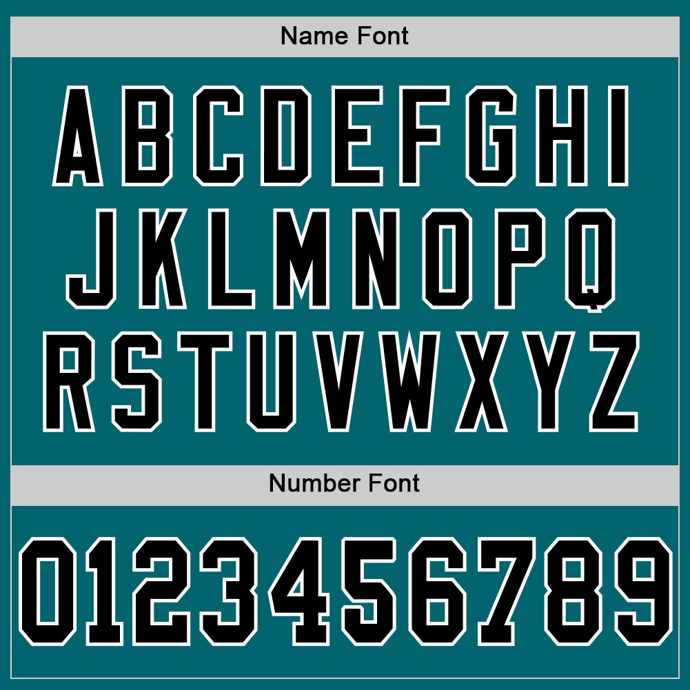 Custom Teal Black-White Mesh Authentic Throwback Football Jersey view 4