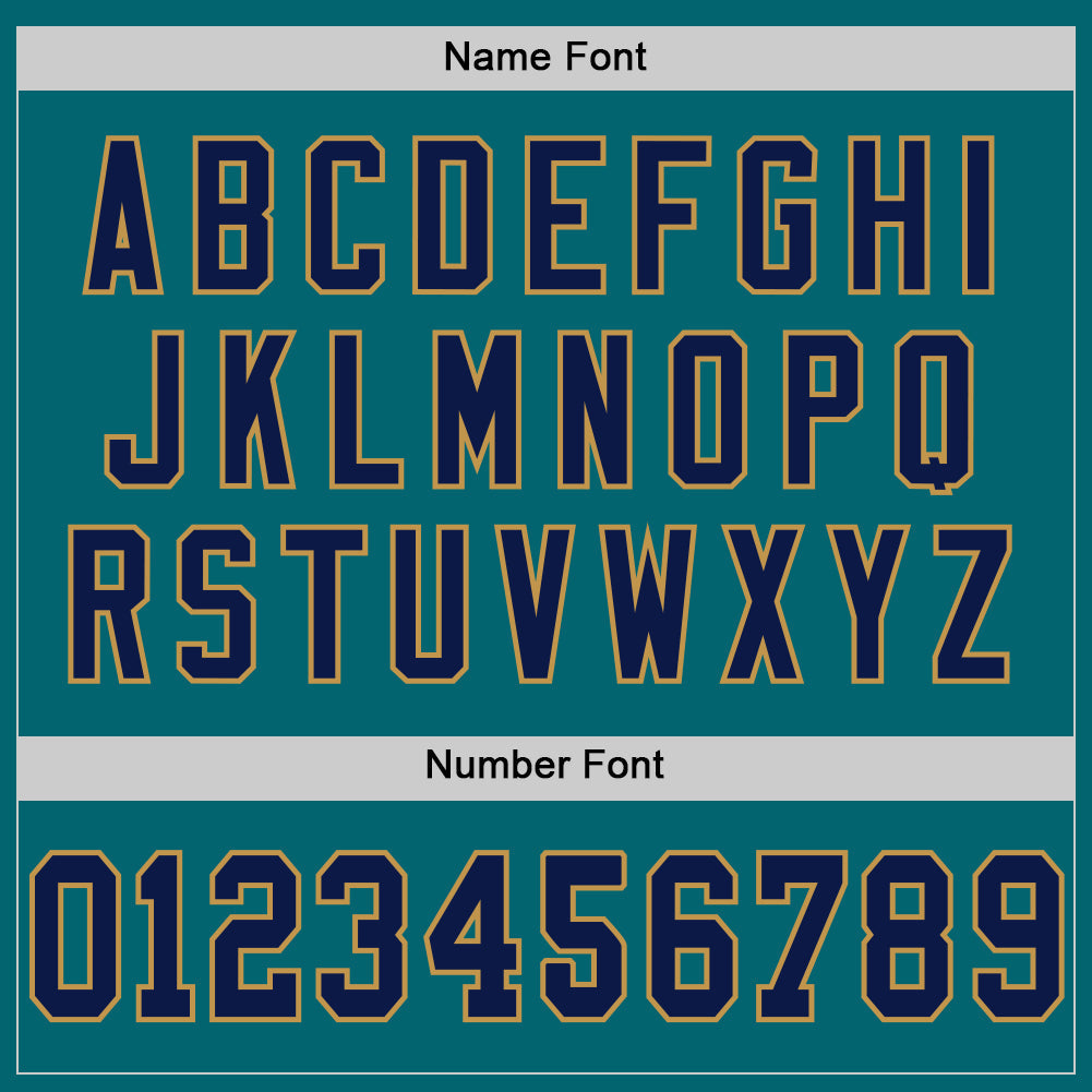 Custom Teal Navy-Old Gold Mesh Authentic Throwback Football Jersey view 4