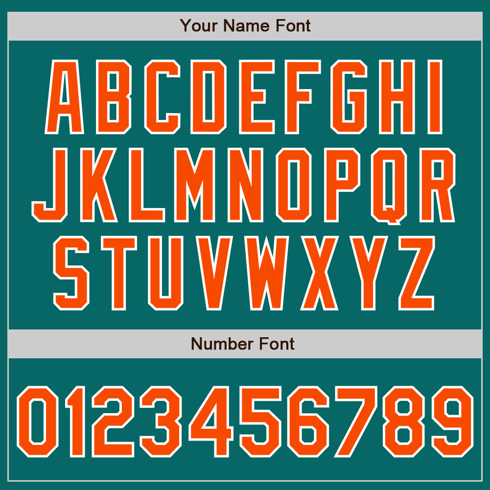 Custom Teal Orange-White Authentic Baseball Jersey view 8
